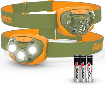 Energizer LED Headlamp PRO (2-Pack), IPX4 Water Resistant Headlamps, High-Performance Head Light for Outdoors, Camping, Running, Storm, Survival LED Light for Emergencies (Batteries Included)