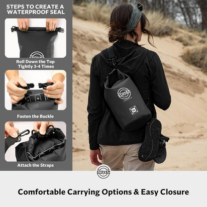 STOVER 5/10/25/30/40/55L Waterproof Backpack- Floating Dry Bag for Kayaking, Travel, Beach, Hiking, & Camping, Men/Women