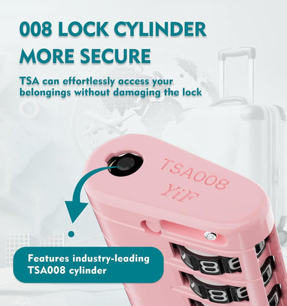 ANVIL TSA Approved Luggage Locks – High Security TSA008 Combination Travel Locks with Inspection Indicator for Suitcases and Backpacks. (3, Pink)