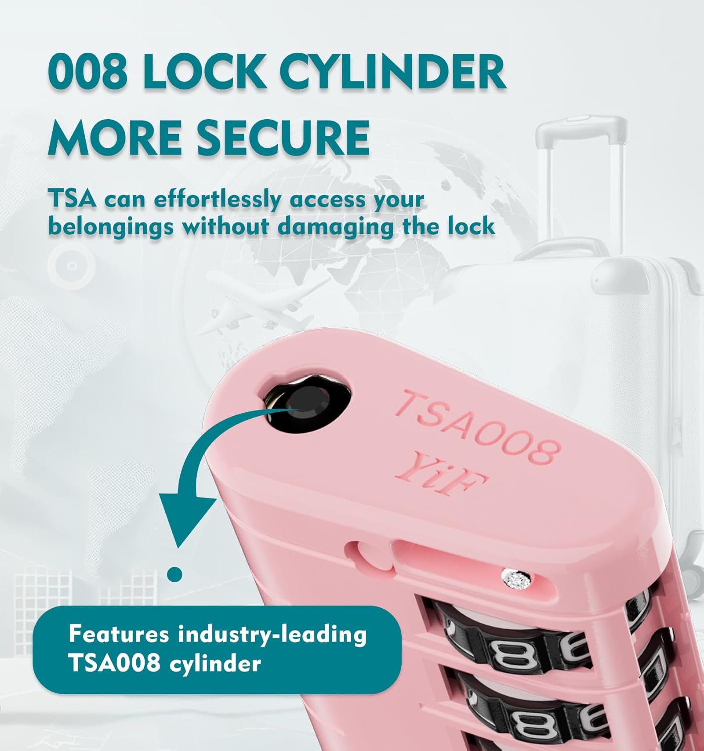 ANVIL 4 Digit Luggage Locks, TSA Locks for Luggage, Advanced TSA008 core, Alert Indicator for Your Travel Lock, Suitcase Lock.(4, Pink)