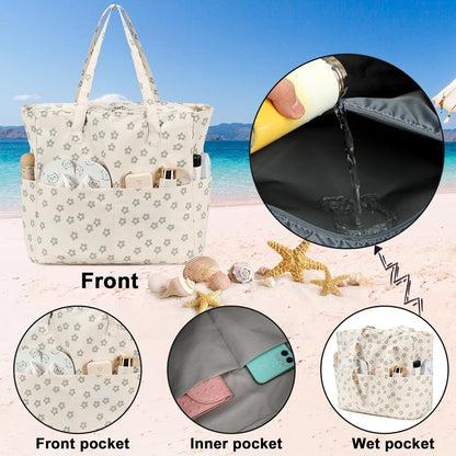 Waterproof Beach Tote Pool Bags for Women Ladies Extra Large Gym Tote Carry On Bag With Wet Compartment for Weekender Travel