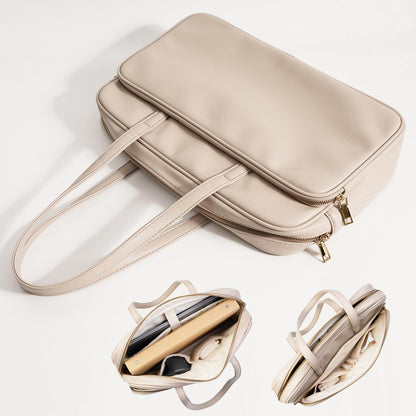 Laptop Tote for Men & Women 14Inch Computer Bags Briefcase Business Office Travel Work Handbag Carrying Bag with Large Front Pocket Color Khaki