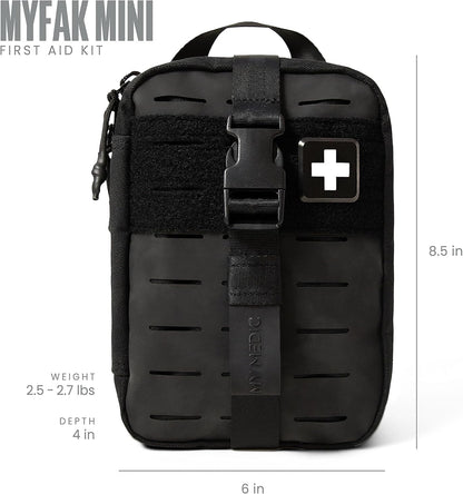 My Medic MyFak Mini First Aid Kit - Small and Lightweight for Camping Hiking and Backpacking - IFAK with 70 Items - HSA/FSA Great for Travel - Black