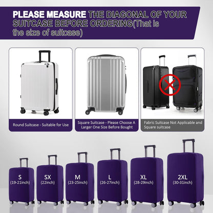 Travel Luggage Cover Suitcase Protector Scratch-Resistant Fit 19-31 Inch Suitcase, Not Included Suitcase (Purple, M(24-25 inch))