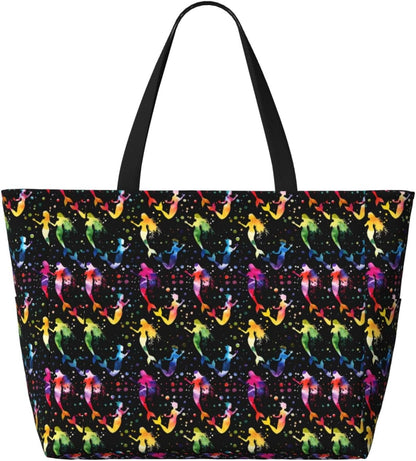 Beach Bag for Women Beach Tote Bag Waterproof Sandproof Large Bags with Zipper Big Capacity for Vacation Travel