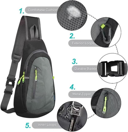 TITECOUGO Small Sling Bag, Lightweight Crossbody Backpack for Men Women, Shoulder Bag for Sports and Outdoor