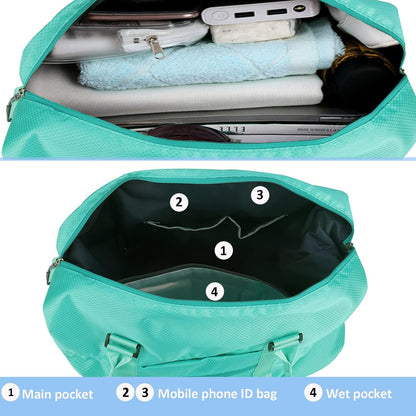 Travel Duffle Bag, Waterproof Sport Tote Gym Bag for Women Men, Overnight Weekender Carry On Bag with Wet Pocket