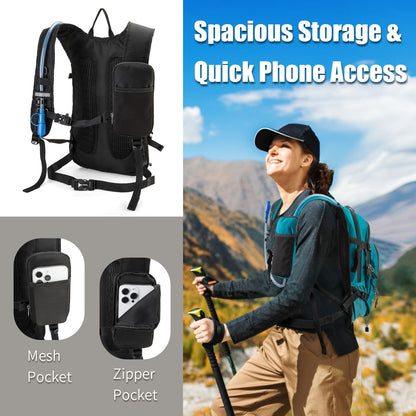 Hydration Backpack Pack with 2L Water Bladder 18L Hiking Backpack Women Men Lightweight Hydropack Insulated Daypack for Biking, Running, Festival