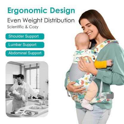 Newborn Baby Front Carrier Backpack, Toddler Baby Body Carrier, 7-66 Lbs Ergonomic Design, Lumbar Support, Lightweight