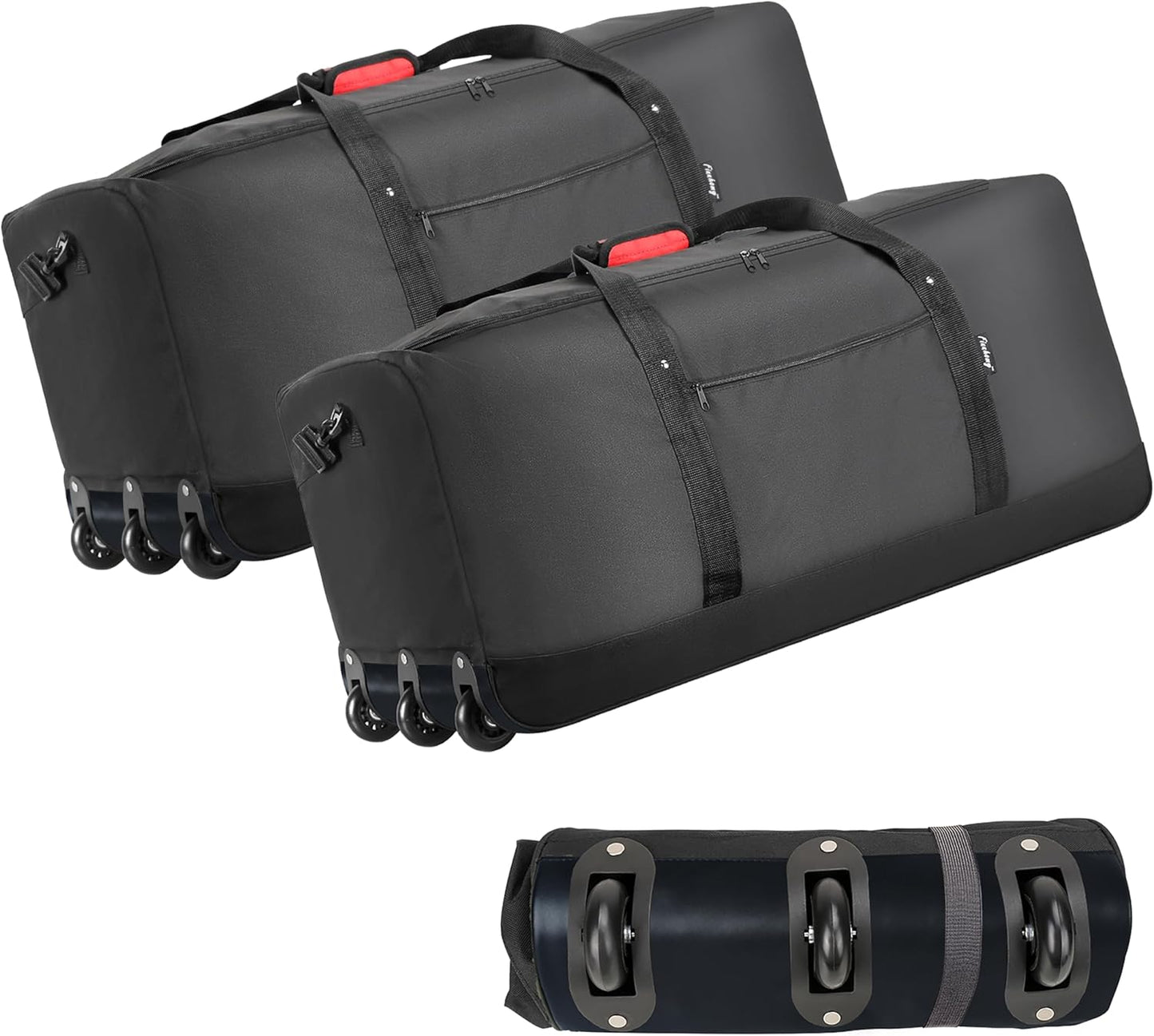 Finnhomy 120L Foldable Rolling Duffel Bag with 3 Wheels, Light Weight Travel Duffel bag with Large Loading Capacity, 32 inch Rolling Duffel bag with Shoulder Strap for Travel Camping Sports