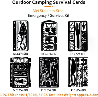 PSKOOK 12 Pcs Survival Multitool Card Emergency Camping Tool EDC Kit in Your Wallet Outdoor Hunting Fishing Hiking Gear