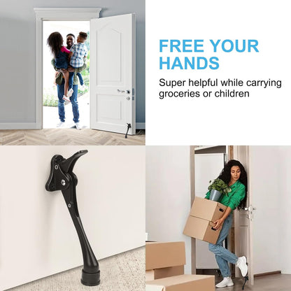 6 Inch Black Kick Down Door Stoppers for Bottom of Door, Heavy Duty Kickdown Door Stop, One Touch Kick Down Door Stoppers 1 Pack