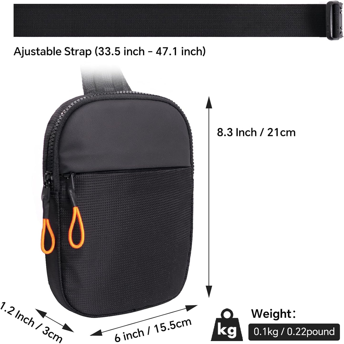 MJNUONE Mini Sling Bag for Men Outdoor Lightweight Small Crossbody Bag Women Casual Daily Bag Waterproof Chest Bag for Travel