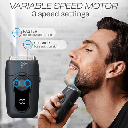 HUMMINGBIRD MK2 Compact Foil Shaver – No Nick, No Cut, No Razor Burn Face Shaver for Men, Portable USB C Rechargeable, Dual Foil Flex Head Electric Razor, LED Display, Travel Head & Facial Groomer