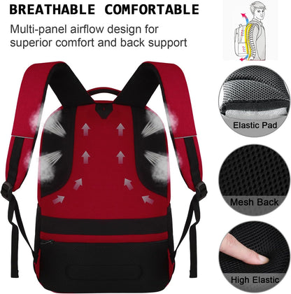 Laptop Backpack,Business Travel Anti Theft Slim Durable Laptops Backpack with USB Charging Port,Water Resistant College Computer Bag for Women & Men Fits 15.6 Inch Laptop and Notebook-Red