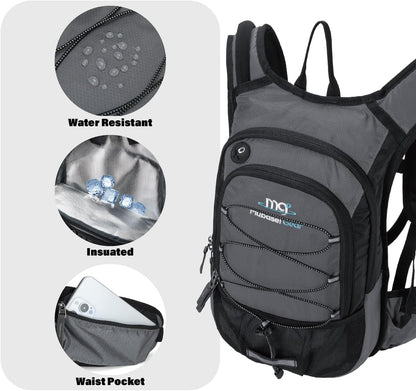 15L Insulated Hydration Backpack Pack with 2L Water Bladder Lightweight Hiking Backpack Bag for Women Men Daypack for Hiking Running Festival Camping Biking