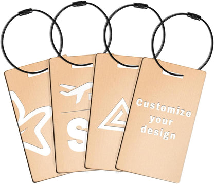 4PCS Personalized Luggage Tags for Travel Durable Aluminium Luggage Tags for Suitcases Custom Bag Tags for Backpacks Heavy Duty Personalized Name Tags for Birthday Gifts (Small,Yellow)