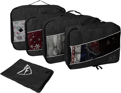 5 Set Packing Cubes for Travel Large Suitcase Luggage Organizer Bags Travel Accessories Vacation 4 Cubes 1 Laundry Pouch Bag