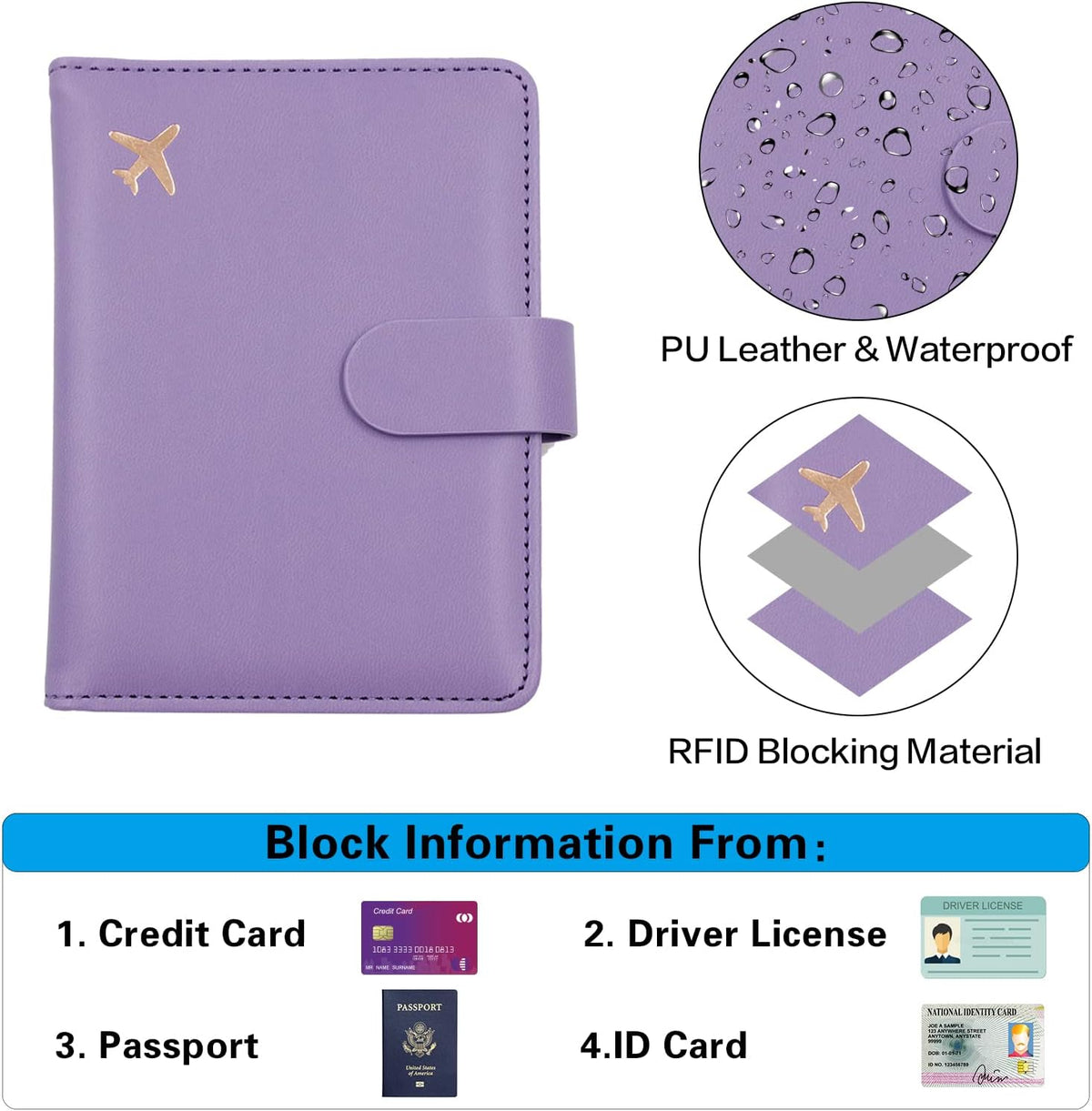 Melsbrinna Premium Leather Passport Holder Covers Case, Waterproof Rfid Blocking Travel Wallet Passport Holder with Pen Holder, Cute Passport Book for Women/Men