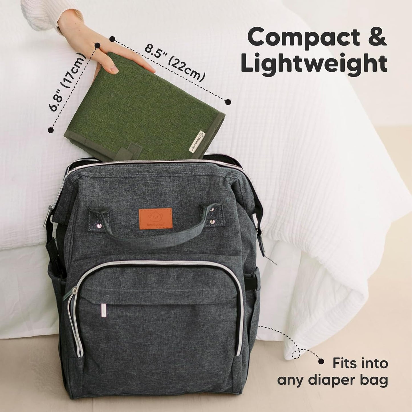 KeaBabies Portable Diaper Changing Pad, Easy Wipe Clean - Foldable Waterproof Baby Changing Mat for Diaper Bag, Compact, Lightweight, 25x13 Baby Changer Travel Essential, Machine Washable(Olive Green)