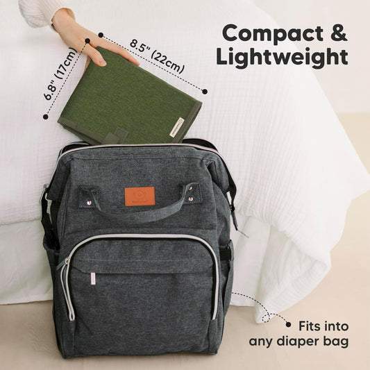 KeaBabies Portable Diaper Changing Pad, Easy Wipe Clean - Foldable Waterproof Baby Changing Mat for Diaper Bag, Compact, Lightweight, 25x13 Baby Changer Travel Essential, Machine Washable(Olive Green)