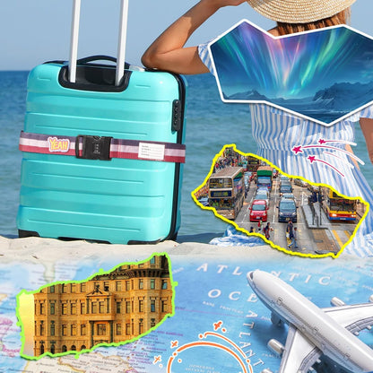 Adjustable Luggage Straps with Combination Lock – 2 Pack Bright Colors, Quick-Release Buckle, Secure Travel Luggage Straps for Added Safety（Tricolor)