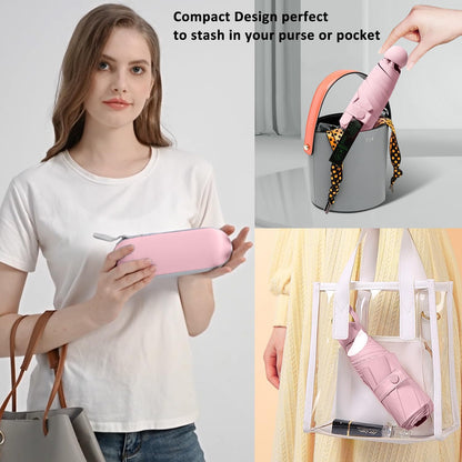 BAODINI Travel Mini Umbrella for Purse With Case Small Compact UV Sun Protection Sun Lightweight Tiny Pocket Umbrella for Women Girls and Men