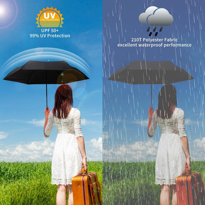 GAOYAING Compact Automatic Travel Umbrella with Case, Mini Small Folding Sun UV, Pocket Purse Umbrella