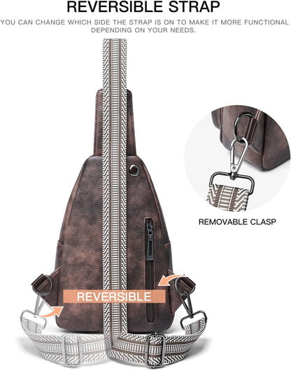 Sling Bag For Women Fanny Pack Crossbody Travel Shoulder Belt Bags Tote Backpack Purse Faux Leather