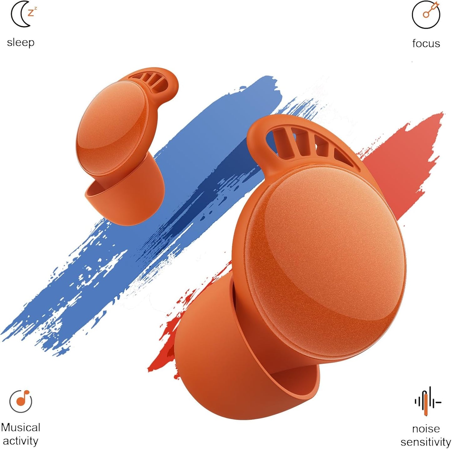 45dB Earplugs for Sleeping,Noise Cancelling Ear Plugs with 8 Pairs Ear Tips, Reusable Hearing Protection Noise Reduction Earplugs Suitable for Concerts,Travel,Work Fit Caramel