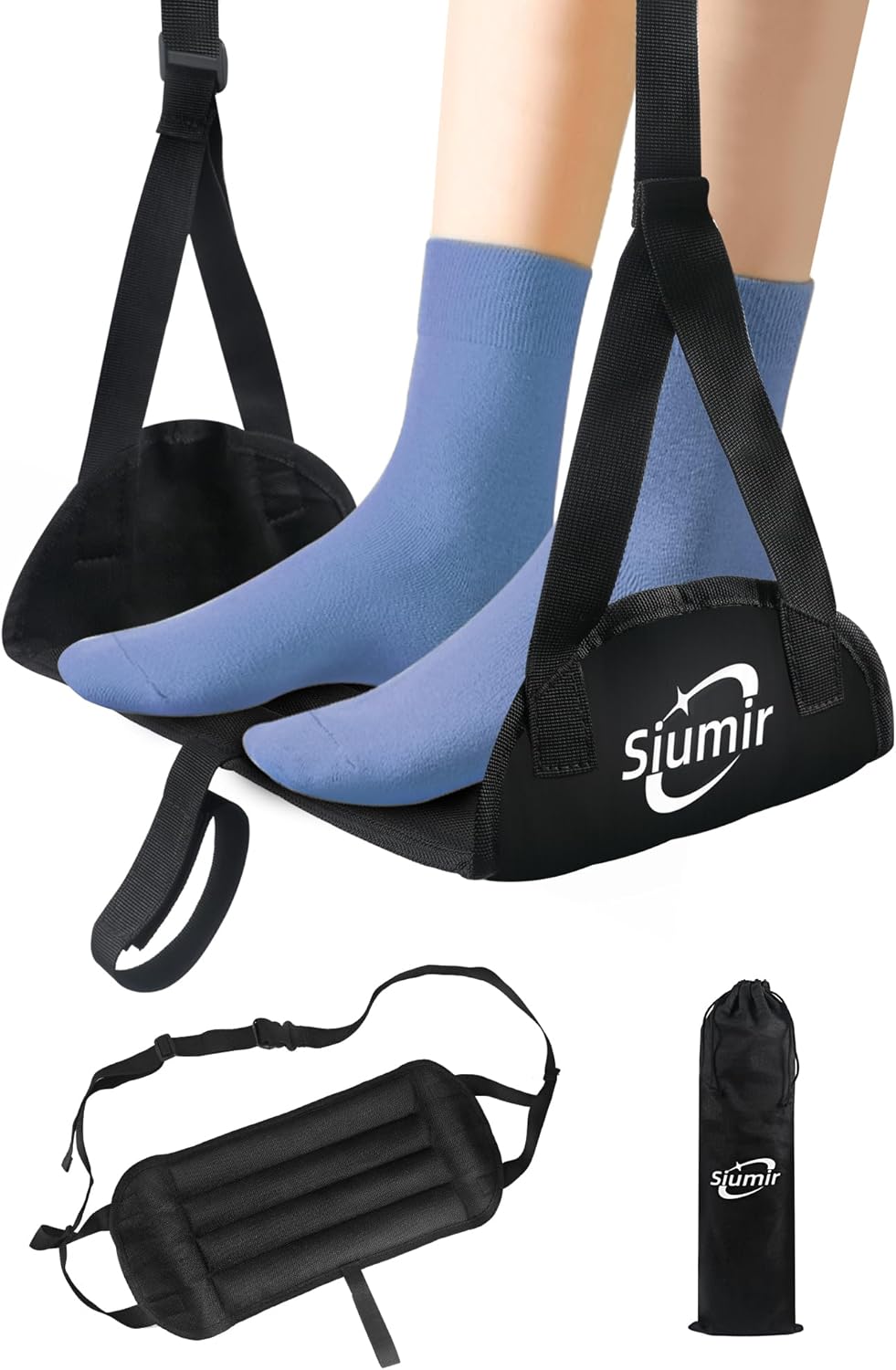 Airplane Foot Hammock, Upgraded Anti-Squeeze Foot Rest for Plane Travel - Relax Your Feet with Better Support, Thickened Foam, Portable Design, and More Comfortable Foot Sling