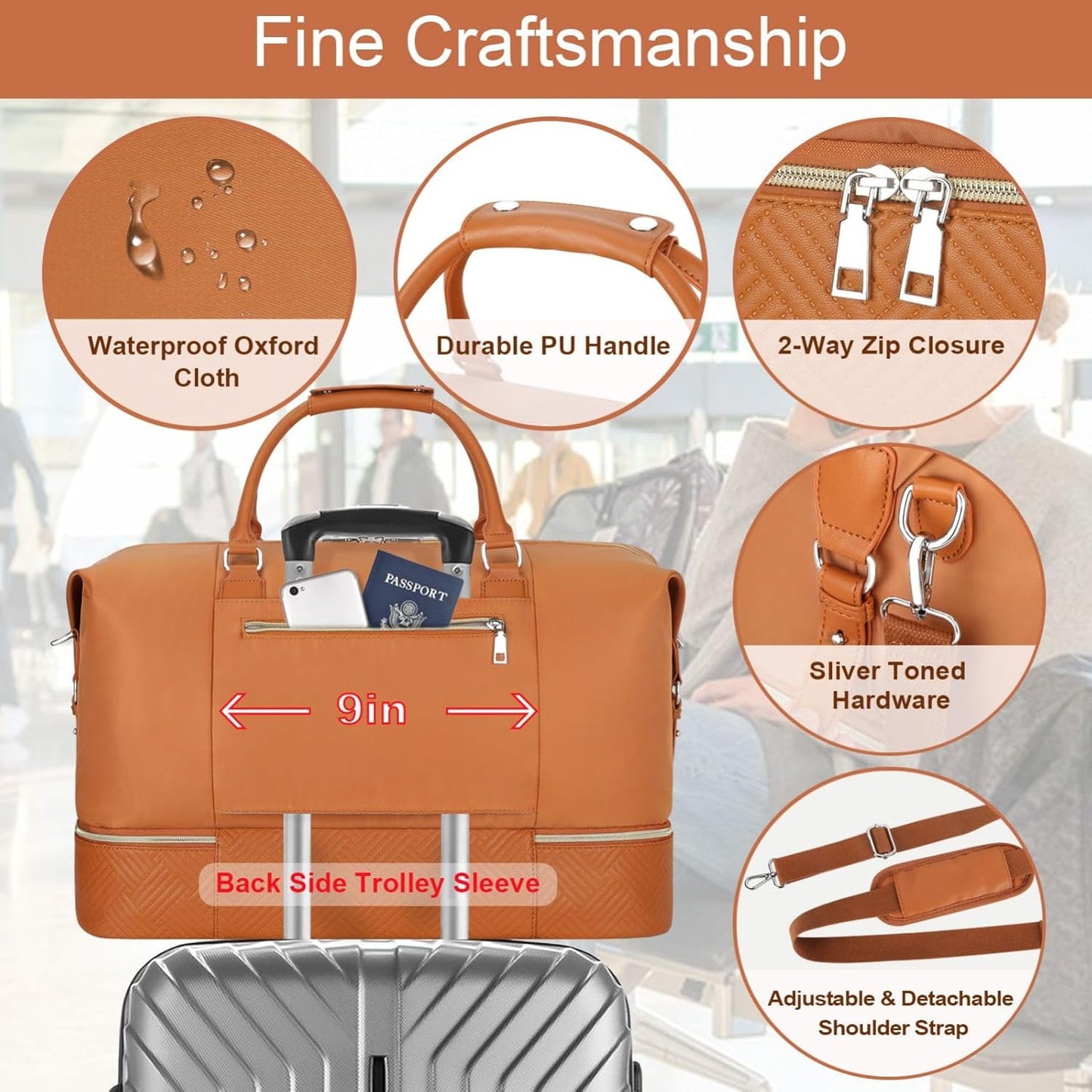 Weekender Bag for Women, Travel Duffel Bag Carry On Overnight Bag with Shoe Compartment Large Nylon Travel Weekend Tote Bag