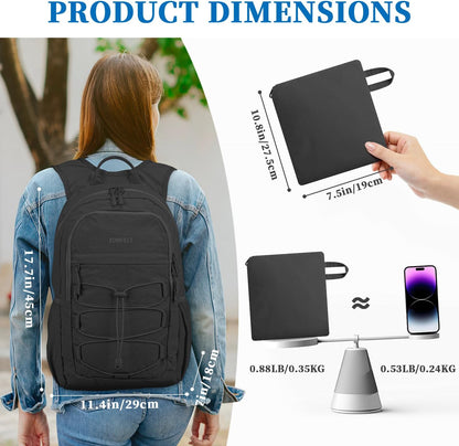 ZOMFELT Hiking Backpack for Women Men, 25L Lightweight Packable Backpacks for Trip, Water Resistant Small Travel Backpack, Foldable daypack for Hiking, Walking, Cycling, Camping, Black