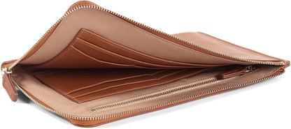 Leatherology Cognac Slim Zip Travel Wallet - Compact and lightweight, Versatile storage, Zip closure