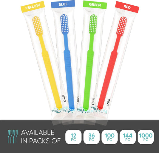 36 Pack Disposable Toothbrushes with Toothpaste, Built In - Prepasted Toothbrushes Individually Wrapped | Single Use Waterless Tooth Brush with Soft Bristles for Airbnb, Hotel, Camping, Travel