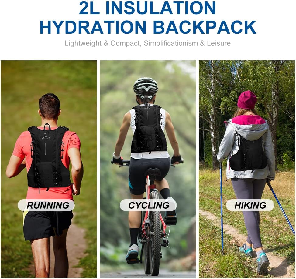 INOXTO Hydration Pack Backpack ，Water Backpack with 2L Leakproof Water Bladder, Running Hydration Vest for Man, Daypack for Cycling Motocross Climbing Trail Running