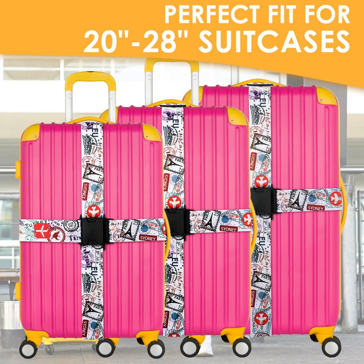 Adjustable Travel Luggage Strap Suitcase Belt Travel Bag Accessories 1.96 in W x 6.23 ft L