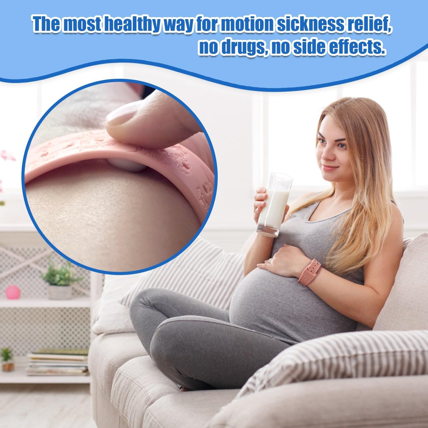 Hion Motion Sickness Bracelets Sea Sickness Wristbands for Motion Sickness/Morning Sickness/Pregnancy Nausea Anti Nausea Wristband Acupressure Nausea Bands Motion Sickness Bands（3Pairs-Beryl）