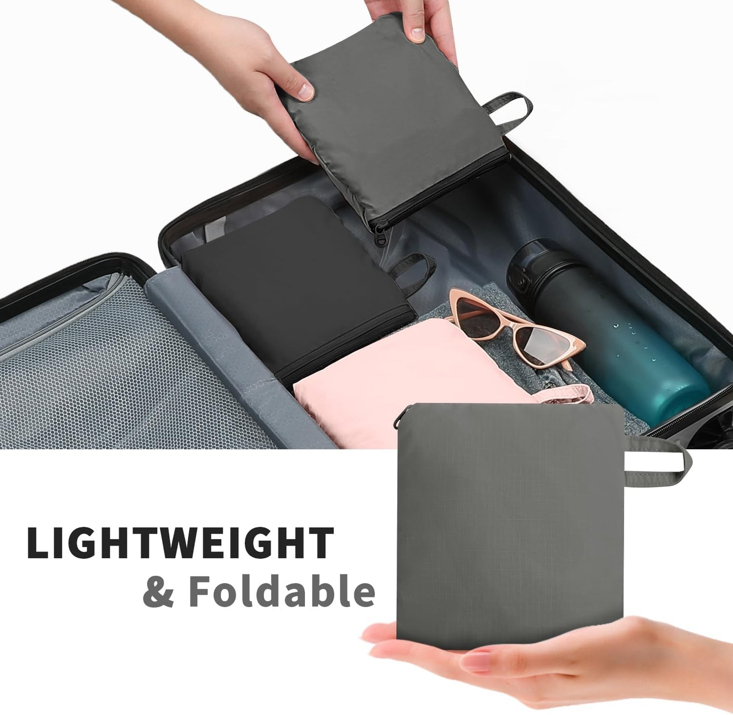 ZOMFELT Hiking Backpack for Women Men, 15L Lightweight Packable Backpacks for Trip, Water Resistant Small Travel Backpack, Foldable daypack for Hiking, Walking, Cycling, Camping, Grey & Black