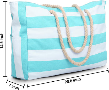 Becokan Beach Bag Large Beach Tote Bag for Women Waterproof Sandproof Swim Pool Bag With Zipper