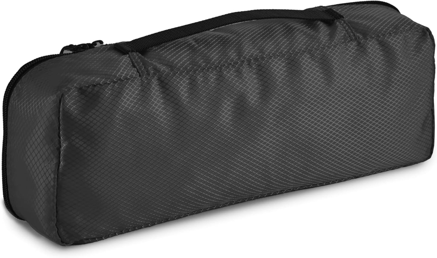 Amazon Basics Lightweight Packing Cubes Travel Organizer Set with Double Zipper, Mesh Top, Small, Medium, Large, Slim, Black, 4 Piece