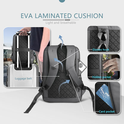 hk Laptop Backpack for Men with USB Charging Port Water-Resistant for 15.6 Inch Computer Bag Durable High-Tech Daypack Casual Backpack for Business Work College Weekender Travel- Dark Grey