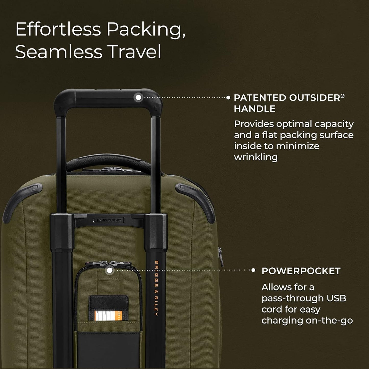 Briggs & Riley Domestic 22" Carry On Expandable Spinner - Luggage for Travel, Suitcases with Wheels, Softside Rolling Bag for Men & Women - ZDX Collection, Hunter