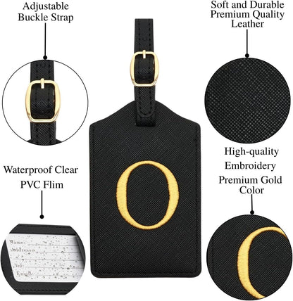 Luggage Tag PU Leather for Suitcase Baggage Handbag Travel Bag Label Suitcase Tag Label Tag w. Name Card & Privacy Cover (O)
