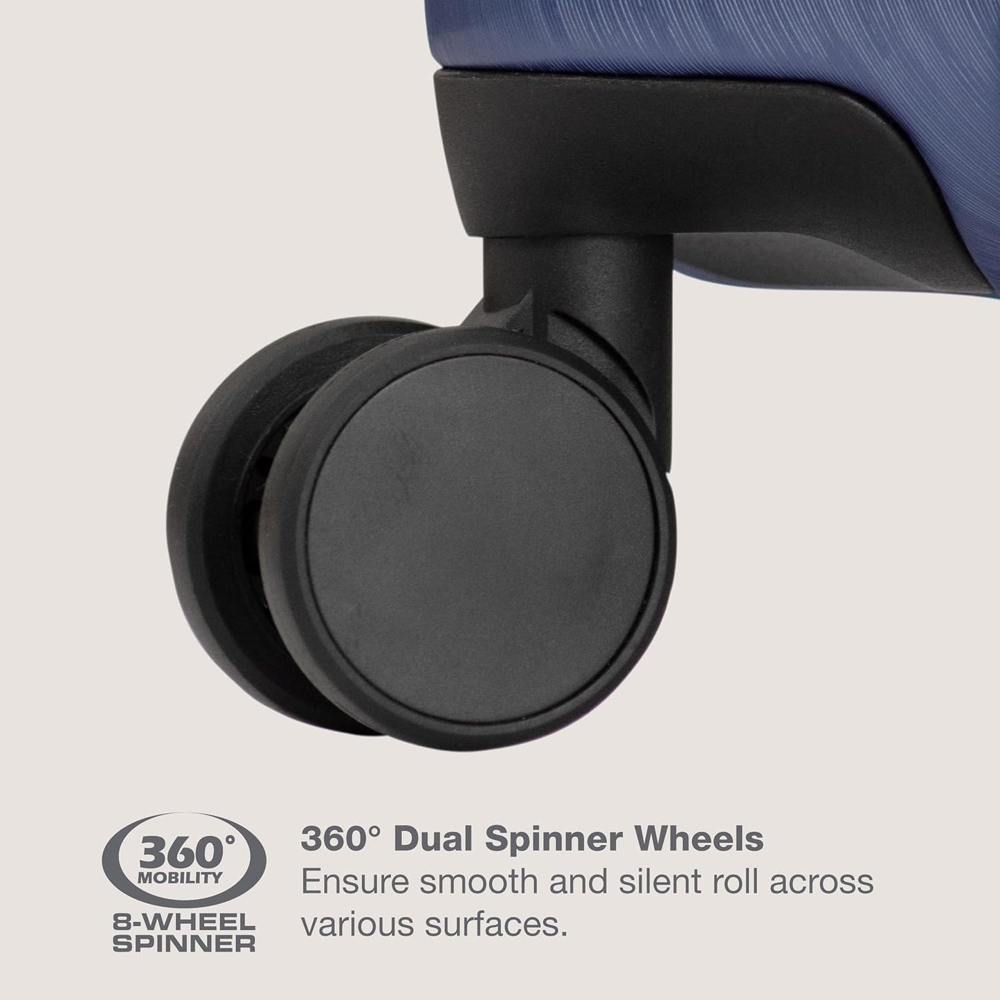 U.S. Traveler Boren Polycarbonate Hardside Rugged Travel Suitcase Luggage with 8 Spinner Wheels, Aluminum Handle, Navy, 2-Piece Set, USB Port in Carry-On