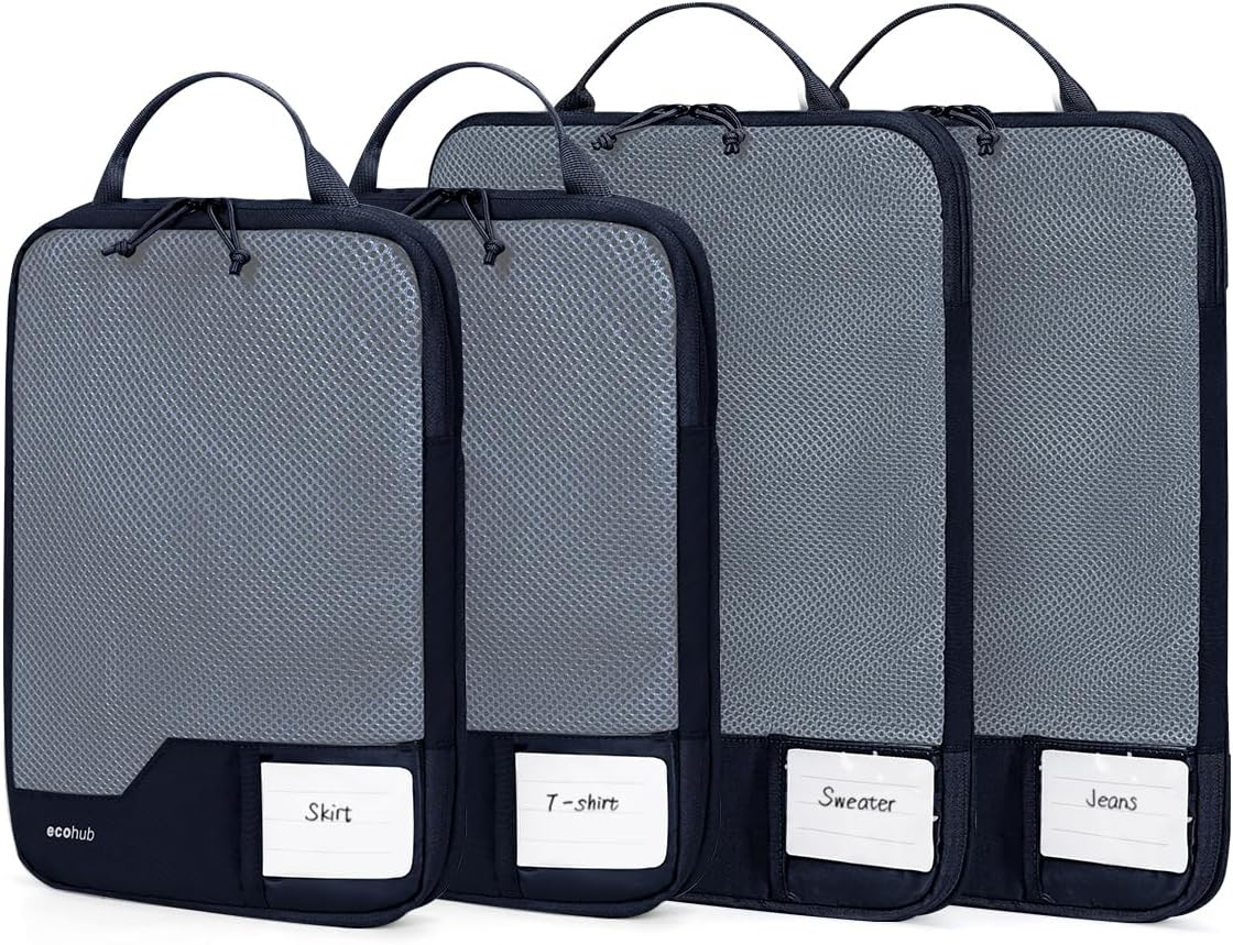 ECOHUB 4 Set /6 Set Packing Cubes for Travel Durable Suitcase Organizer Bags Set with Personalized Tag Various Sizes Travel Essentials Traveling Accessories for Luggage Machine Washable