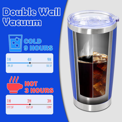 20oz Tumbler Stainless Steel Tumbler Cup with Lid Vacuum Insulated Double Wall Travel Mug, Durable Powder Coated Travel Coffee Tumbler Mug for Hot & Cold Drinks, Dark Blue,1 Pack