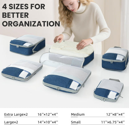 8 Set/6 Set/4 Set Compression Packing Cubes for Travel, Lightweight Vacation Travel Essentials, Travel Accessories for Suitcase Organizer Bags Set, Durable Luggage Organizer