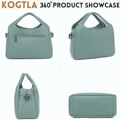 KOGTLA Genuine Leather Purses for Women, Crossbody Shoulder Bags with Top-Handle, Tote Satchel Handbags