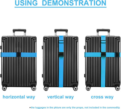 Luggage Straps for Suitcases TSA Approved Travel Belt 4 Pack by Chelmon (Sky Blue)